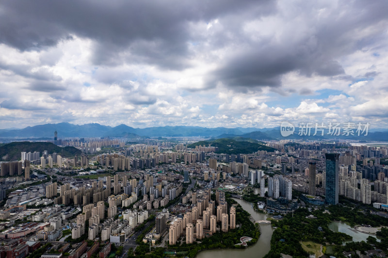 浙江温州城市风光航拍图