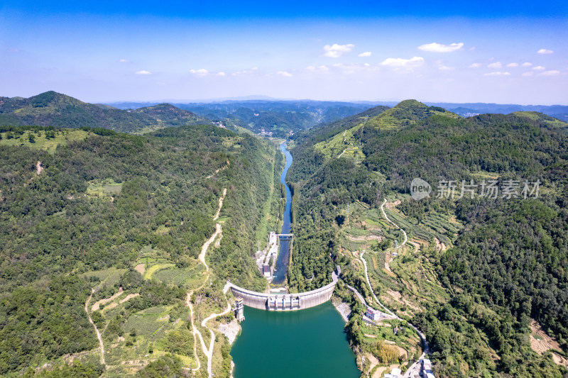 湖南湘西凤凰古城长潭岗水利风景区航拍图