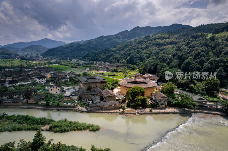 福建漳州南靖县云水谣土楼景区航拍