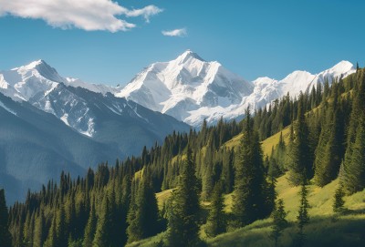 雪山高原草原森林风景