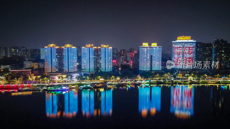 航拍湖北襄阳夜景