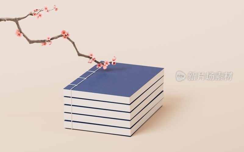 中国风古风书籍3D渲染