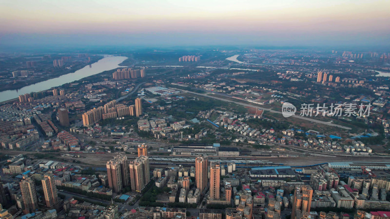湖南湘潭城市建设湘江两岸航拍