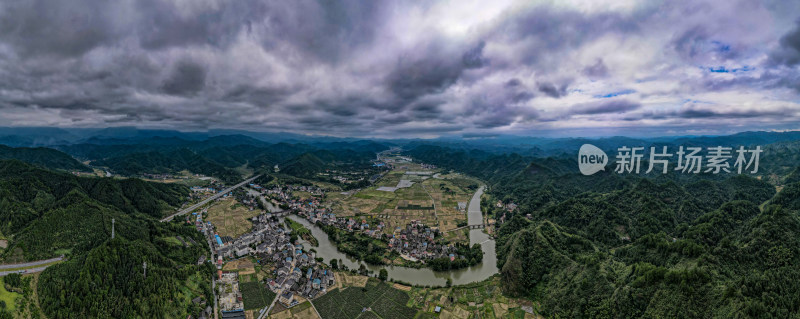 美丽乡村田园农业种植全景图航拍