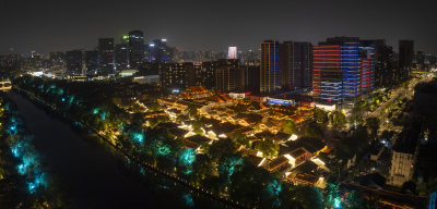 杭州拱墅区大兜路街区香积寺夜景