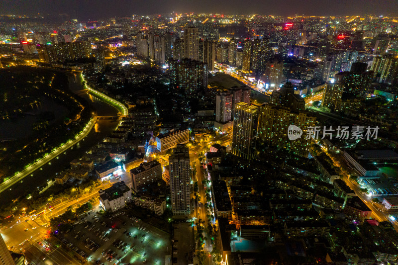 航拍安徽合肥城市夜景交通