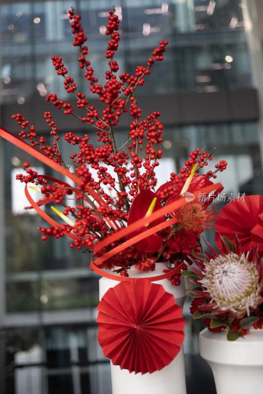 春节的红色新年装饰