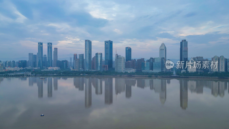 航拍江西南昌红谷滩新区秋水广场南昌CBD