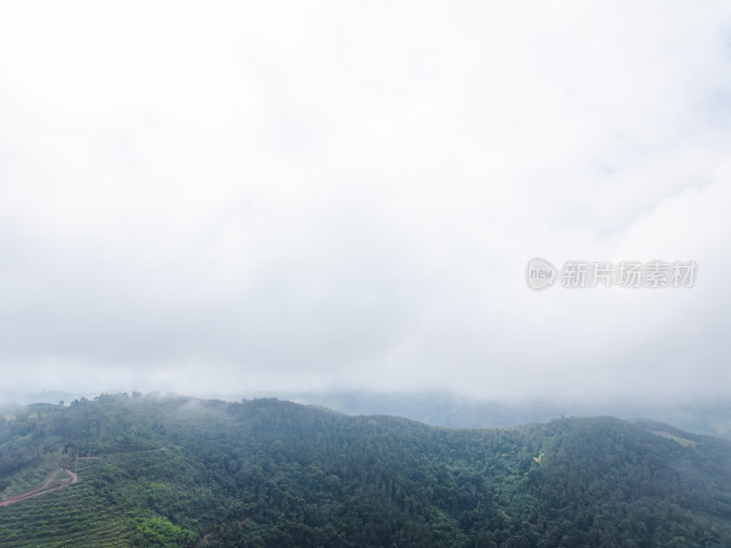 航拍云雾缭绕的山脉自然风光全景