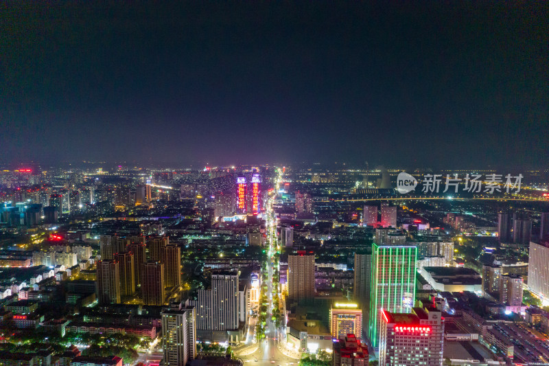 安徽宿州城市夜景交通航拍图