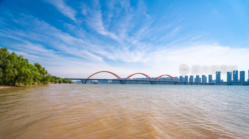 长沙湘江福元路大桥风光全景图