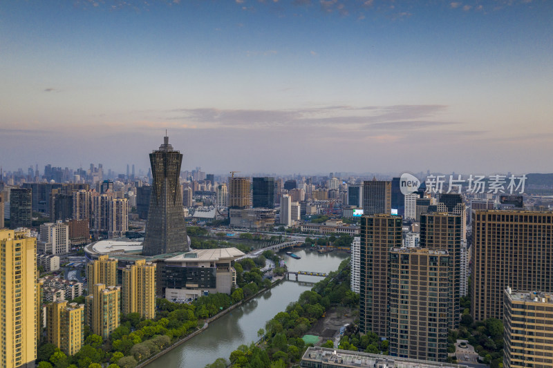 杭州拱墅区武林门大运河夜景航拍