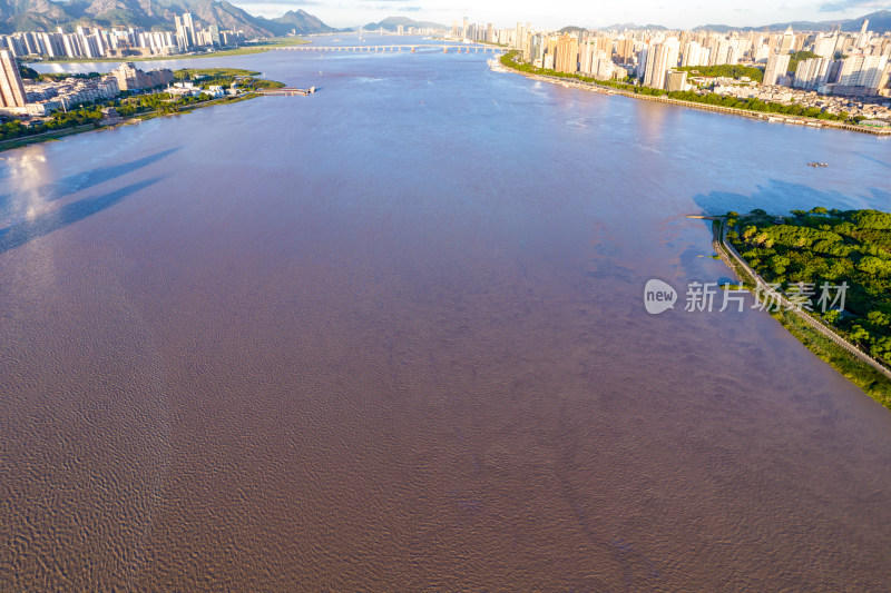 浙江温州瓯江江心屿航拍摄影图