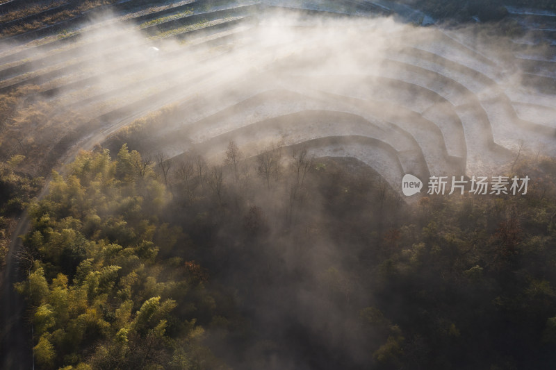 高山山峦群山晨曦日出云海航拍