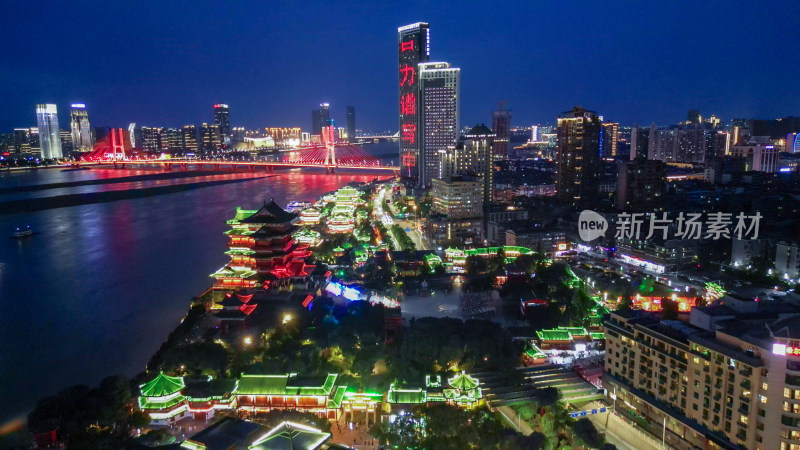 航拍江西南昌夜景滕王阁景区夜景