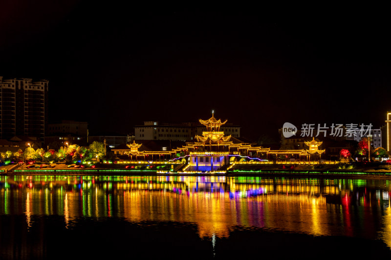 少数民族侗族苗族特色建筑风雨桥鼓楼