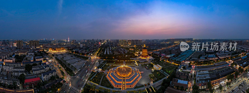 河南洛阳城市夜景全景图航拍