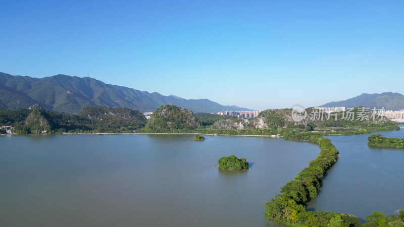 航拍广东肇庆星湖风景区