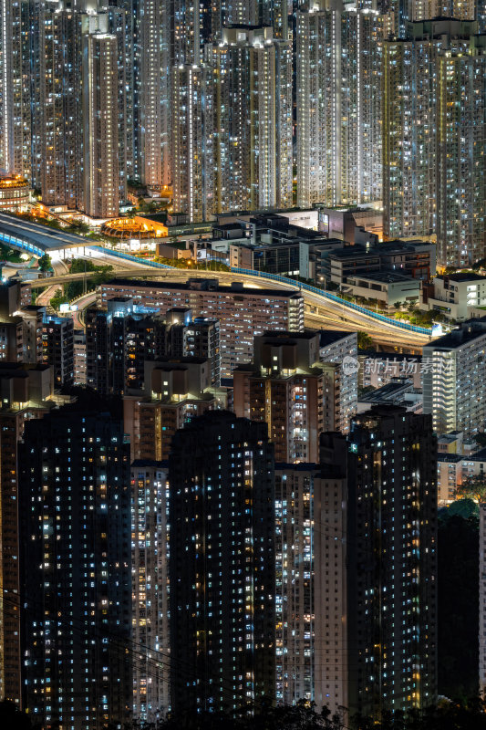 香港维多利亚港CBD中环日落夜景繁华都市