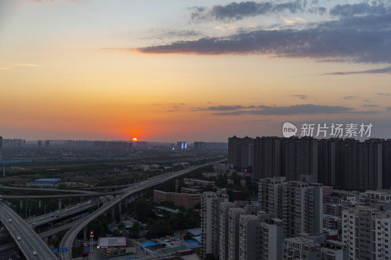 城市风光夕阳景色素材