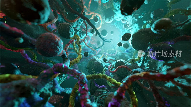 微观细胞结构与DNA分子图像