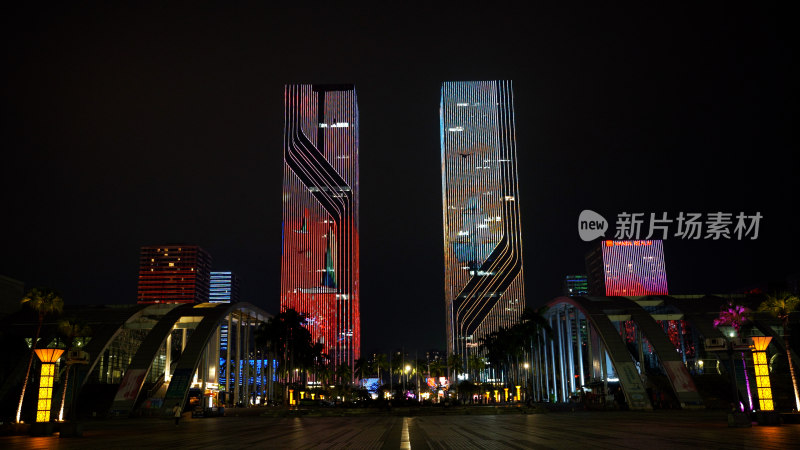 城市夜景建筑风光航拍摄影照片广东江门