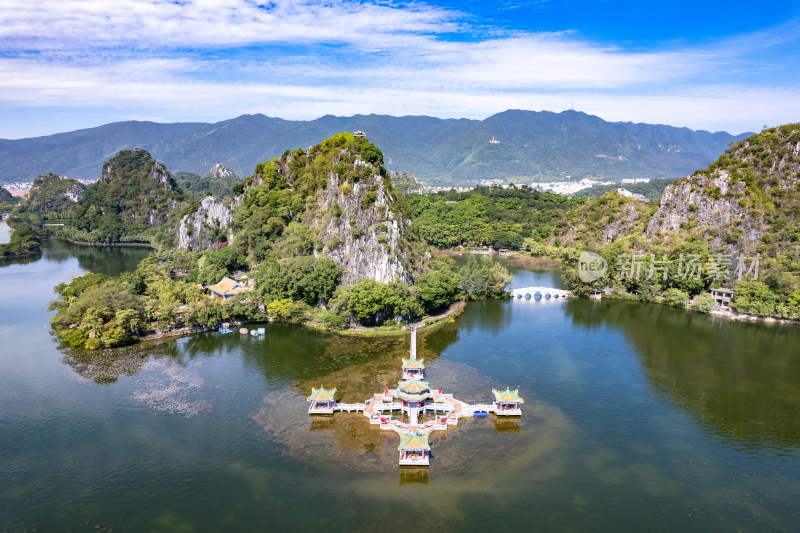 广东肇庆七星岩5A景区航拍图