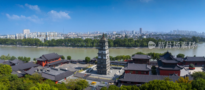 江苏高邮镇国寺全景大幅风光航拍