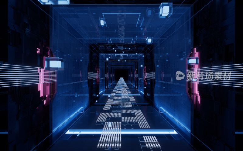 科技感线条空间隧道3D渲染
