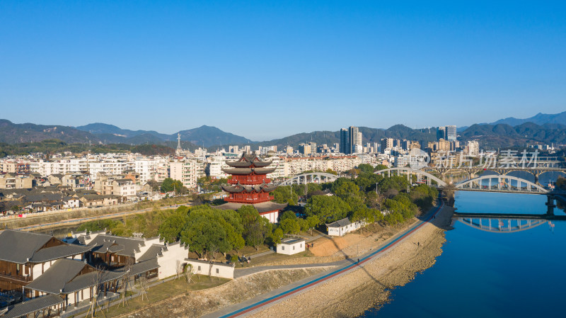 浙江龙泉留槎洲景区风光