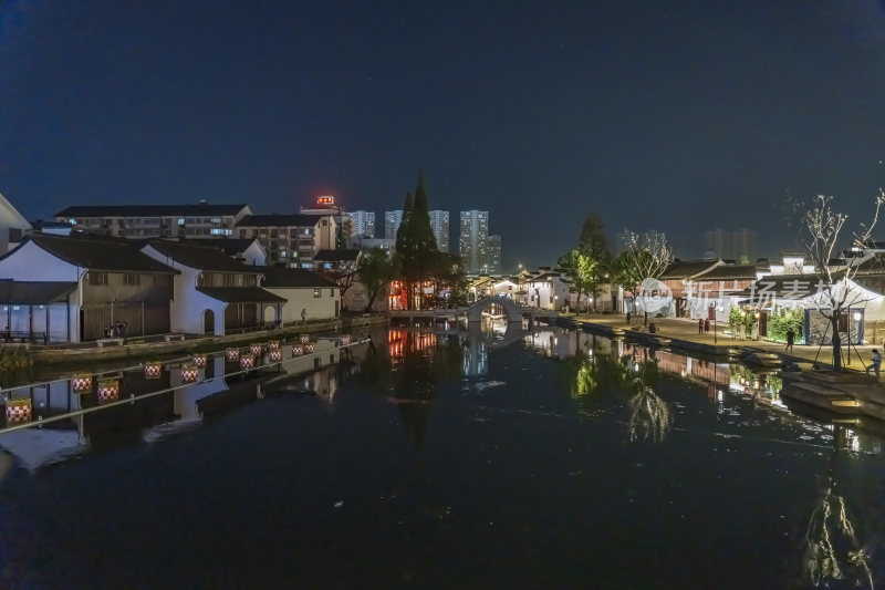 绍兴柯桥古镇景区夜景