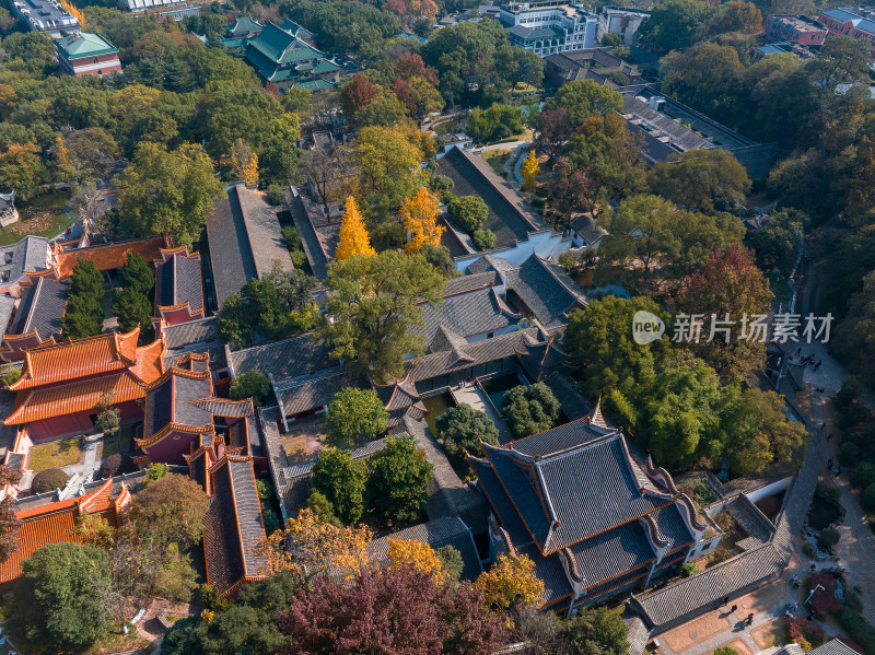 湖南长沙岳麓书院航拍鸟瞰秋景