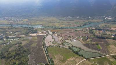 广西桂林阳朔美丽乡村田园山峰航拍