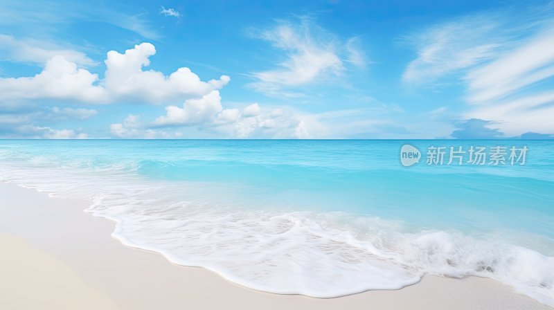 蓝天白云和大海沙滩