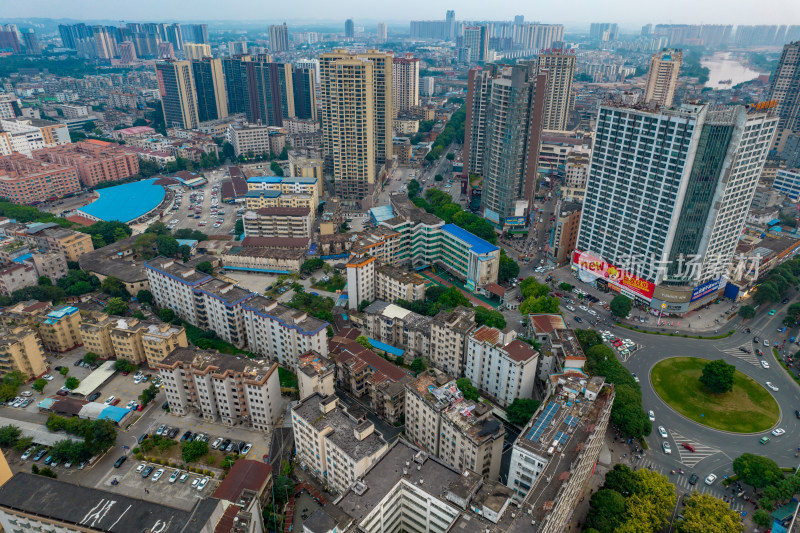 广西钦州城市高楼建筑航拍摄影图
