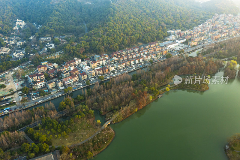 杭州萧山湘湖老虎洞景区秋色航拍