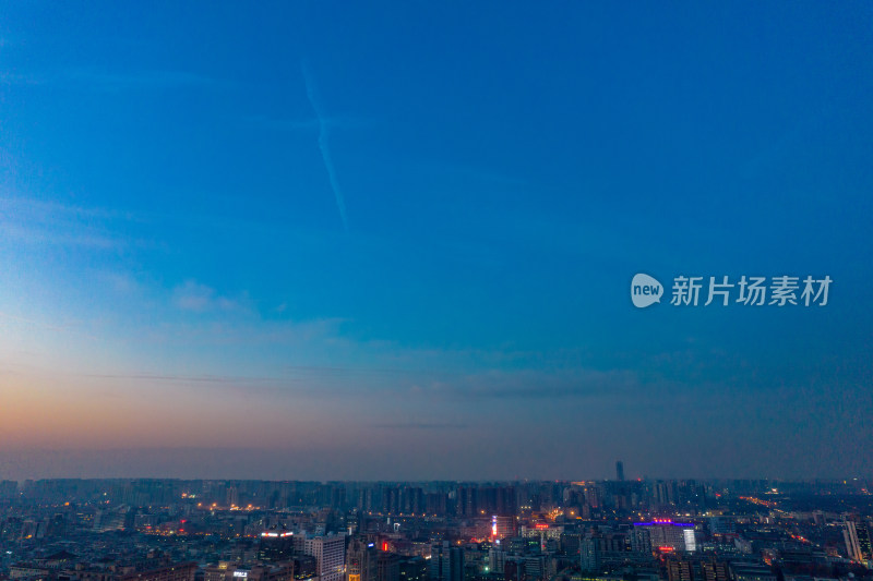 西安晚霞夜幕降临夜景灯光航拍摄影图