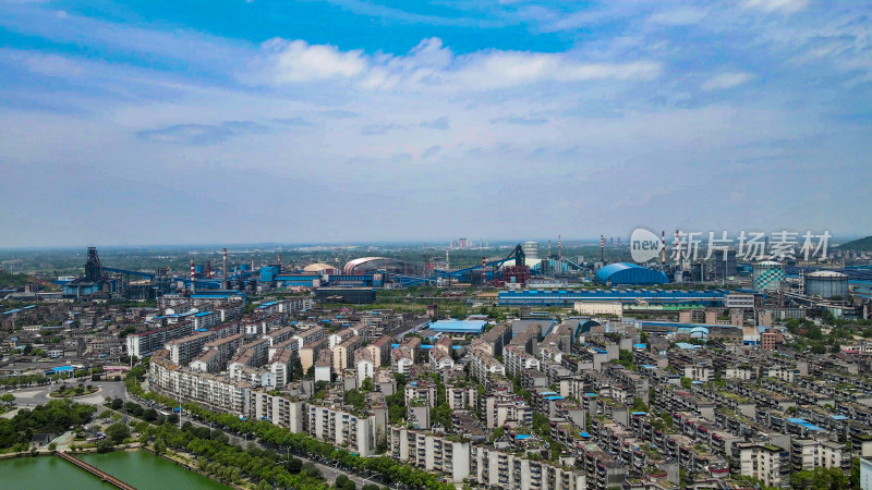 航拍湖北鄂州城市风光