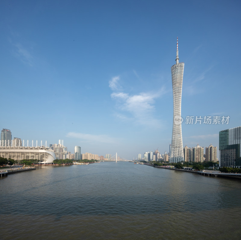 广州珠江新城沿岸地标建筑风光