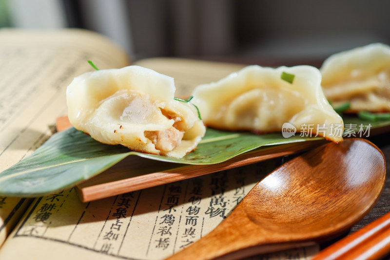 中国食品饺子特写镜头