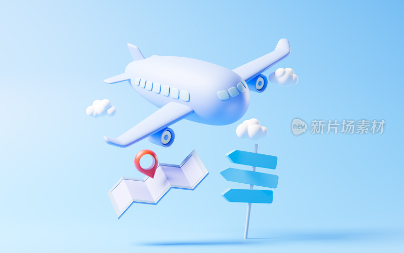 飞机与旅行主题3D渲染