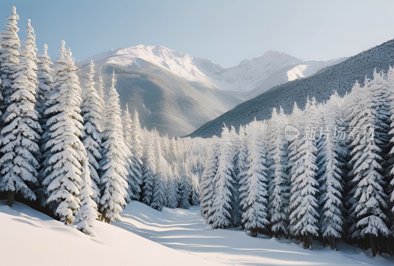 冬季森林白雪覆盖风景