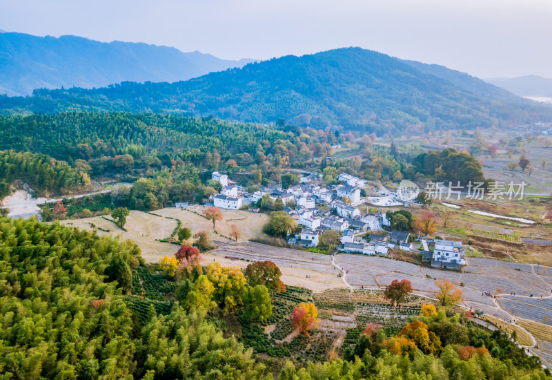 深秋安徽黄山市塔川秋色风光