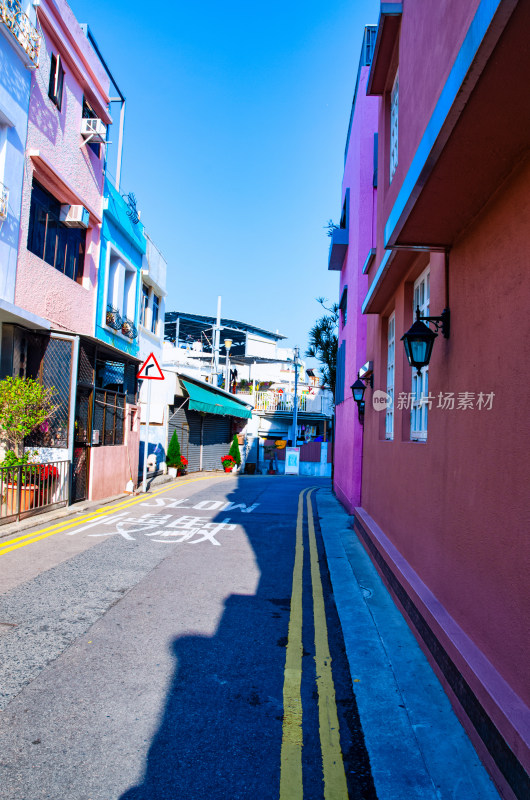 香港石澳渔村民宅民居与街道街区道路