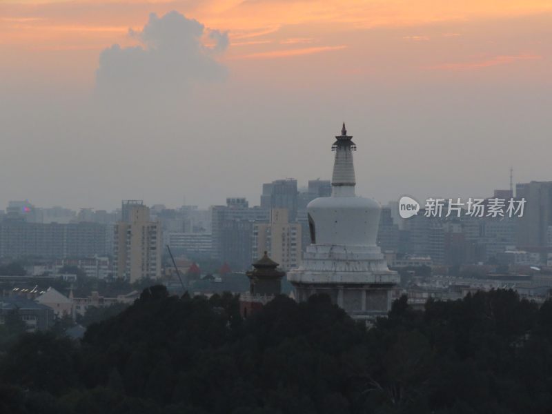 北京景山公园日落风景