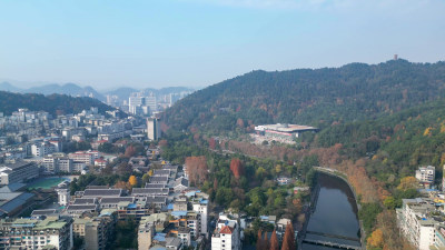 航拍遵义城市大景