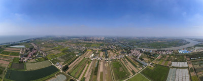 湖南岳阳洞庭湖鱼米之乡全景图航拍