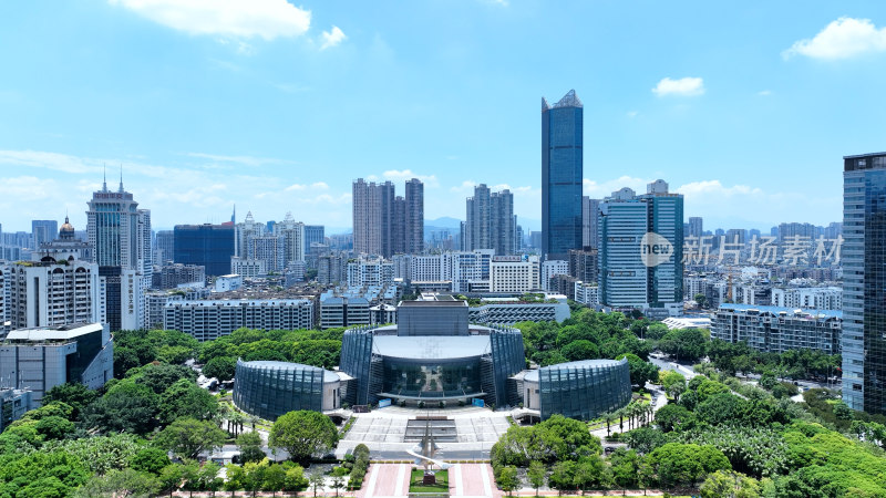 福州五一广场照片航拍福建大剧院于山堂风景