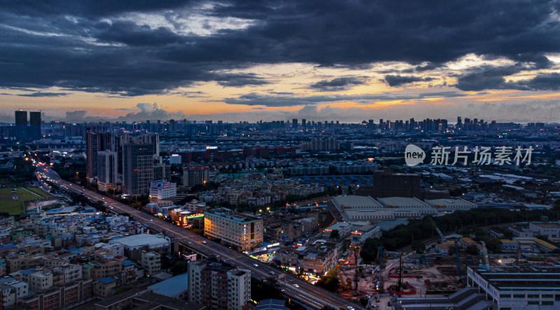 广州城市夜晚航拍全景