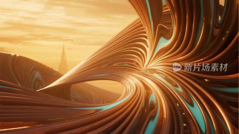 抽象艺术风格的流动曲线画面